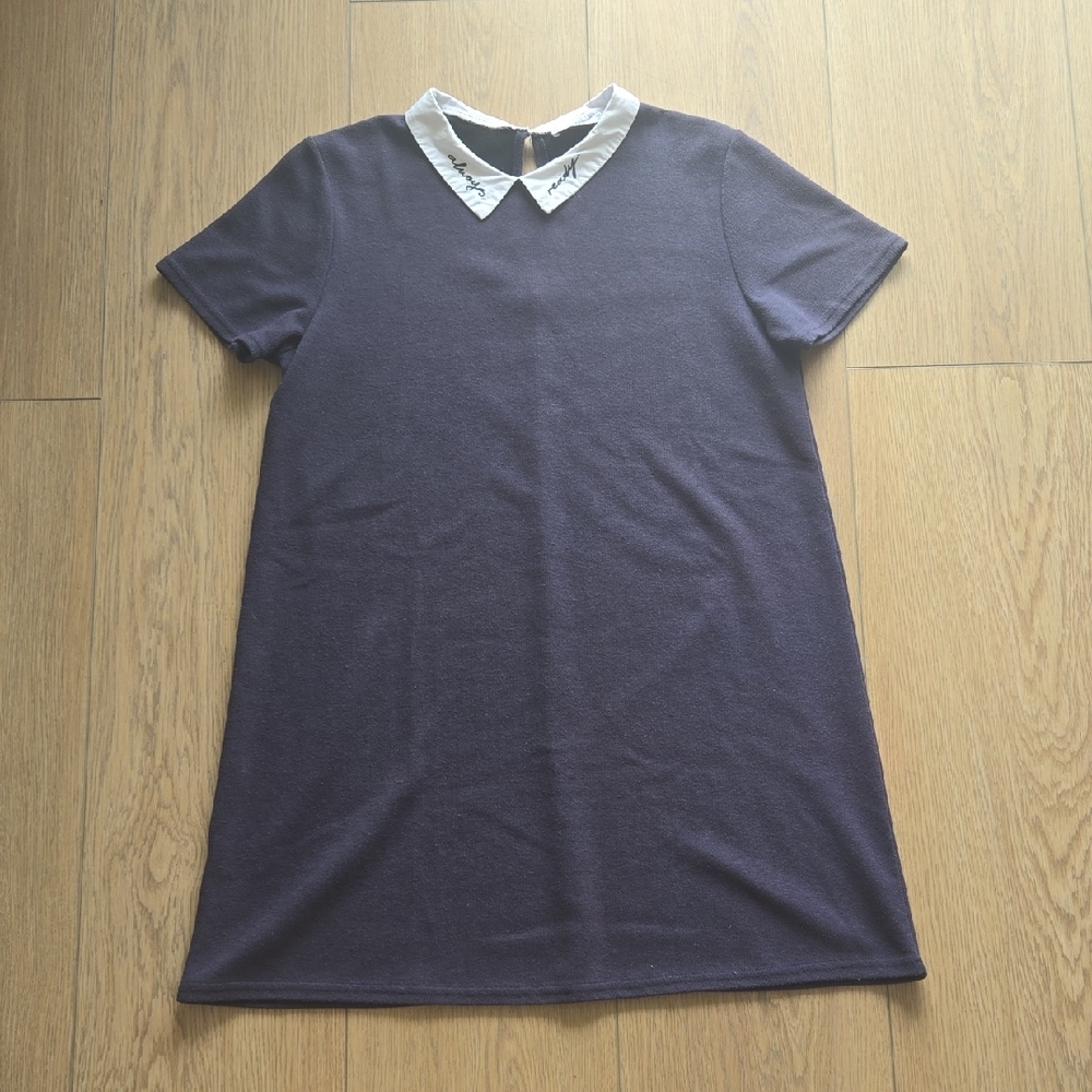 Mango Navy Blue Dress with White Collar